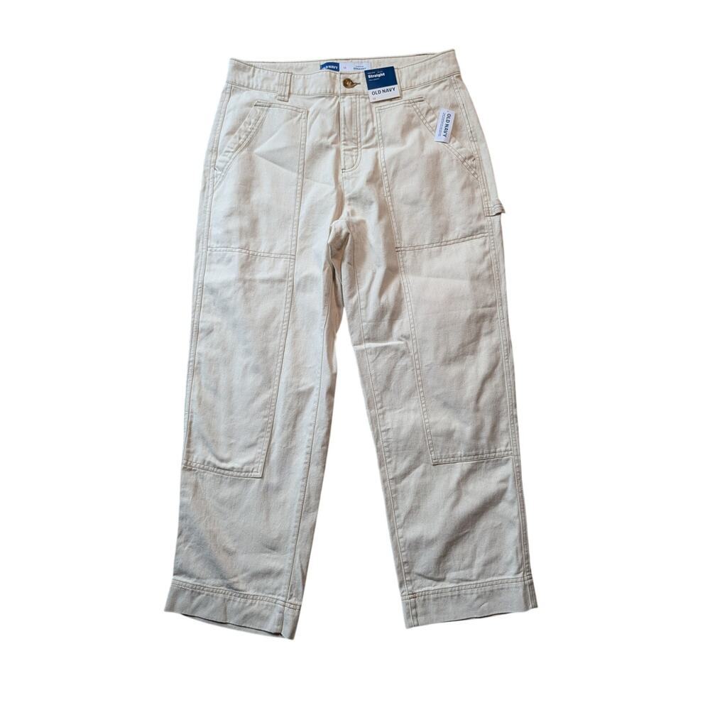 OLD NAVY WOMEN'S 12 Woman's Pants; High Rise, Straight, Carpenter style, Cream